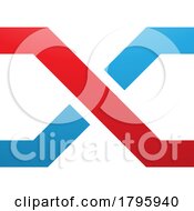 Poster, Art Print Of Red And Blue Letter X Icon With Crossing Lines