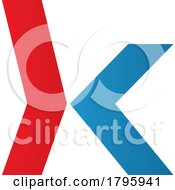 Poster, Art Print Of Red And Blue Lowercase Arrow Shaped Letter K Icon