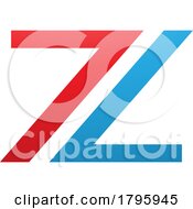 Poster, Art Print Of Red And Blue Number 7 Shaped Letter Z Icon