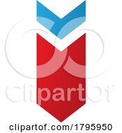 Poster, Art Print Of Red And Blue Down Facing Arrow Shaped Letter I Icon