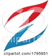 Poster, Art Print Of Red And Blue Fire Shaped Letter Z Icon