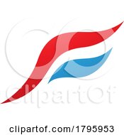 Poster, Art Print Of Red And Blue Flying Bird Shaped Letter F Icon