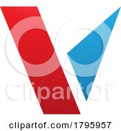 Poster, Art Print Of Red And Blue Geometrical Shaped Letter V Icon