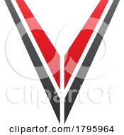 Poster, Art Print Of Red And Black Striped Shaped Letter V Icon