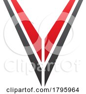 Red And Black Striped Shaped Letter V Icon