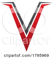 Poster, Art Print Of Red And Black Spiky Shaped Letter V Icon