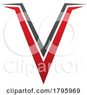 Red And Black Spiky Shaped Letter V Icon