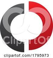 Red And Black Split Shaped Letter O Icon