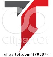 Red And Black Split Shaped Letter T Icon