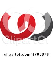 Red And Black Spring Shaped Letter W Icon