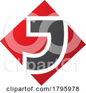 Red And Black Square Diamond Shaped Letter J Icon