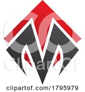 Red And Black Square Diamond Shaped Letter M Icon