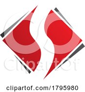 Poster, Art Print Of Red And Black Square Diamond Shaped Letter S Icon