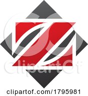 Poster, Art Print Of Red And Black Square Diamond Shaped Letter Z Icon