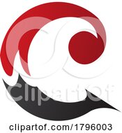 Red And Black Round Curly Letter C Icon