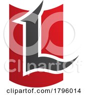 Poster, Art Print Of Red And Black Shield Shaped Letter L Icon