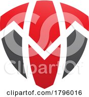 Poster, Art Print Of Red And Black Shield Shaped Letter T Icon