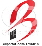 Poster, Art Print Of Red And Black Slim Letter B Icon With Pointed Tips