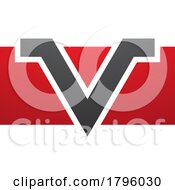 Poster, Art Print Of Red And Black Rectangle Shaped Letter V Icon