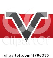 Red And Black Rectangle Shaped Letter V Icon