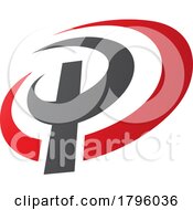 Red And Black Oval Shaped Letter P Icon