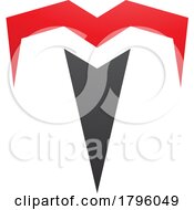 Poster, Art Print Of Red And Black Letter T Icon With Pointy Tips