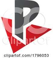 Red And Black Letter P Icon With A Triangle