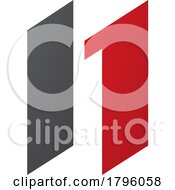 Poster, Art Print Of Red And Black Letter N Icon With Parallelograms