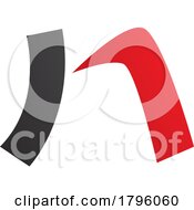 Poster, Art Print Of Red And Black Letter N Icon With A Curved Rectangle