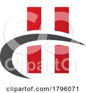 Red And Black Letter H Icon With Vertical Rectangles And A Swoosh