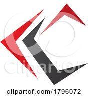 Poster, Art Print Of Red And Black Letter C Icon With Pointy Tips