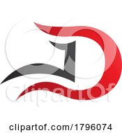 Poster, Art Print Of Red And Black Letter D Icon With Wavy Curves