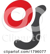Poster, Art Print Of Red And Black Letter G Icon With Soft Round Lines