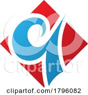 Poster, Art Print Of Red And Blue Diamond Shaped Letter Q Icon