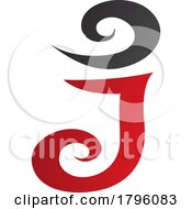 Poster, Art Print Of Red And Black Swirl Shaped Letter J Icon