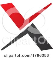 Red And Black Tick Shaped Letter X Icon