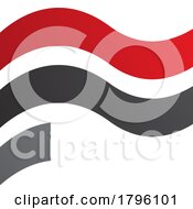 Red And Black Wavy Flag Shaped Letter F Icon