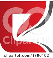 Poster, Art Print Of Red And Black Wavy Layered Letter E Icon