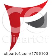 Poster, Art Print Of Red And Black Wavy Paper Shaped Letter F Icon