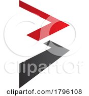 Poster, Art Print Of Red And Black Zigzag Shaped Letter B Icon