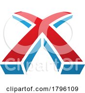Red And Blue 3d Shaped Letter X Icon
