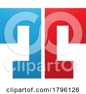 Red And Blue Bold Split Shaped Letter T Icon