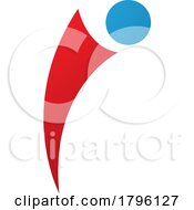 Red And Blue Bowing Person Shaped Letter I Icon