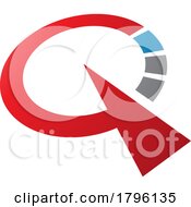 Poster, Art Print Of Red And Blue Clock Shaped Letter Q Icon