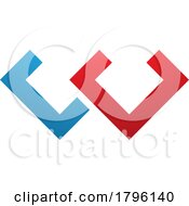 Red And Blue Cornered Shaped Letter W Icon