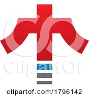 Poster, Art Print Of Red And Blue Cross Shaped Letter T Icon