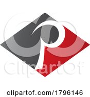 Poster, Art Print Of Red And Black Horizontal Diamond Letter P Icon