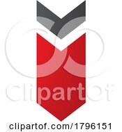 Poster, Art Print Of Red And Black Down Facing Arrow Shaped Letter I Icon