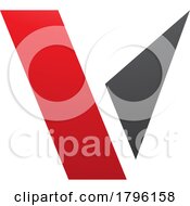 Red And Black Geometrical Shaped Letter V Icon