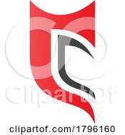 Poster, Art Print Of Red And Black Half Shield Shaped Letter C Icon